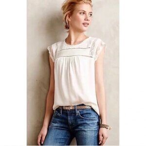 Daniel Rainn White Becru Lace-Detail Top